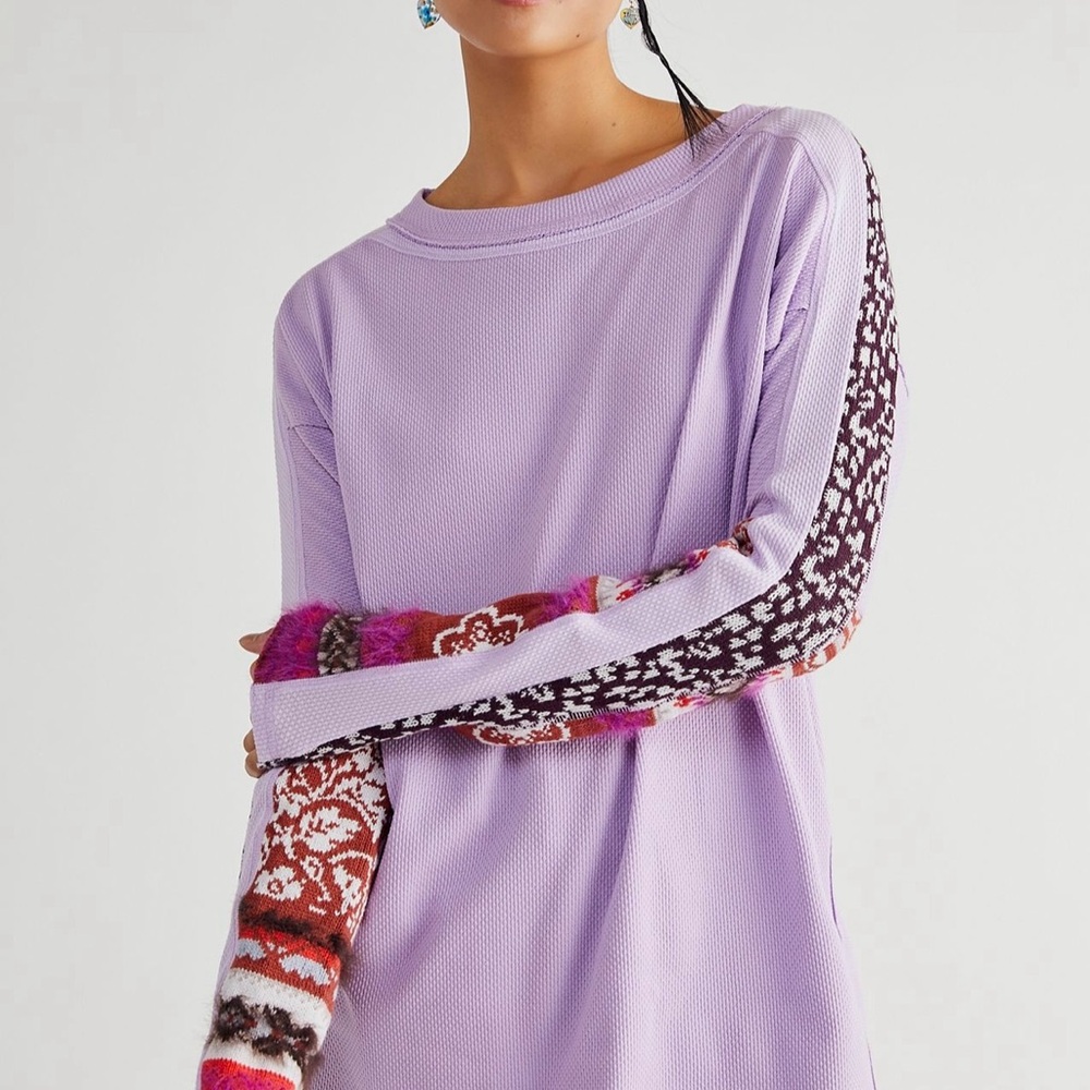 Free People On My Way Cuff Top Lavender in ExCondition Size L Oversized Fit